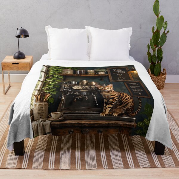 Item preview, Bengal Cat Vintage Cafe Corner designed and sold by Purrista Studio.