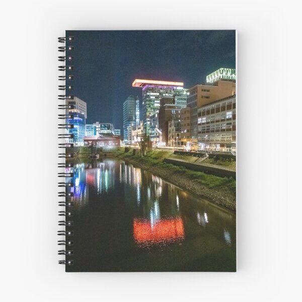 Item preview, Düsseldorf Media Harbour at night with an impressive reflection of modern architecture designed and sold by Your Happy Life.