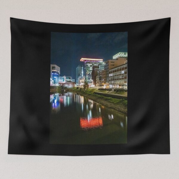 Item preview, Düsseldorf Media Harbour at night with an impressive reflection of modern architecture designed and sold by Your Happy Life.