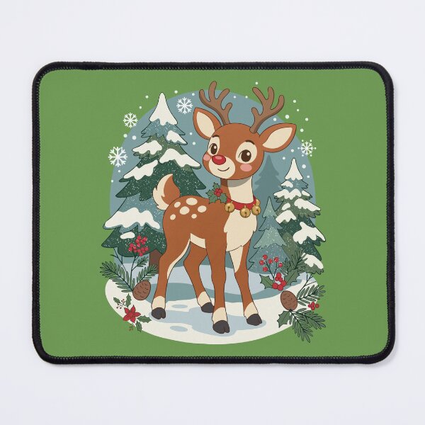 Item preview, Vintage Christmas Reindeer in Cozy Snowy Woodland Scene designed and sold by FreshVibe Prints.