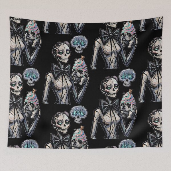 Item preview, Gothic Pastel Ice Cream Pug & Pastel Goth Skeleton Queen designed and sold by LujziWorld.