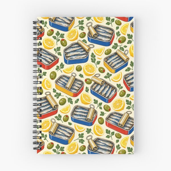 Item preview, Tinned Fish Pattern Sardine Tins Lemons Olives Cobalt designed and sold by Fanverse Merchandise.