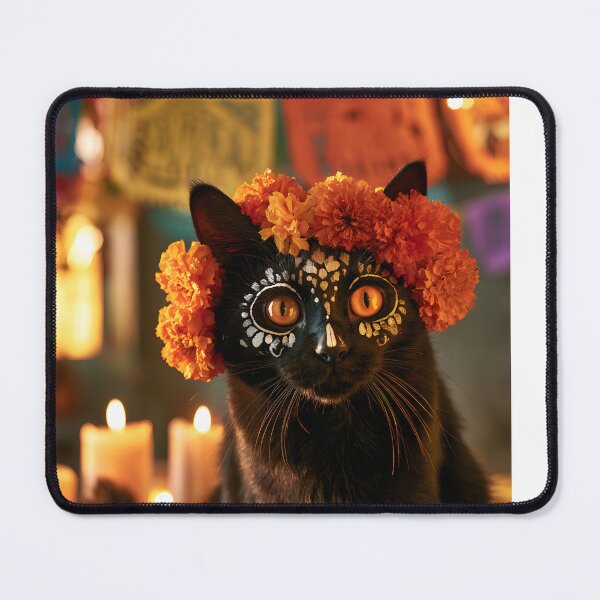 Item preview, Day of the Dead Black Cat at the Cafe designed and sold by Purrista Studio.