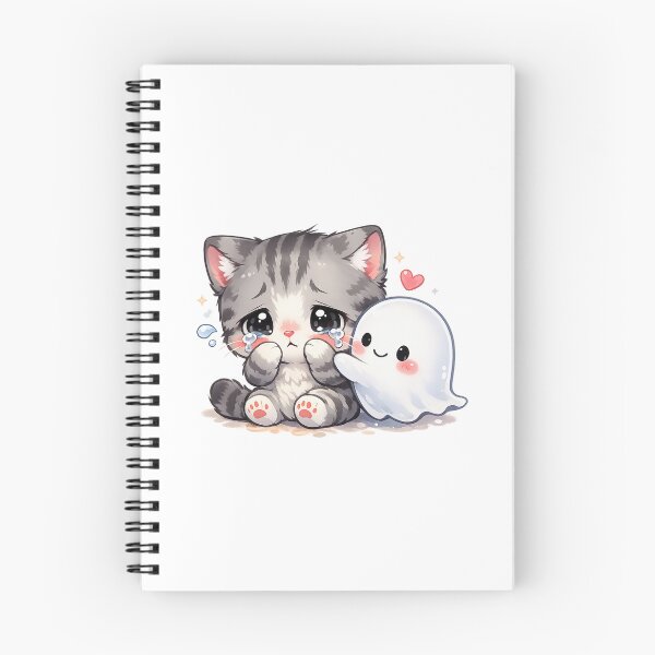 Item preview, Kawaii Chibi Sad Cat Comforted by Friendly Ghost designed and sold by Sommium .