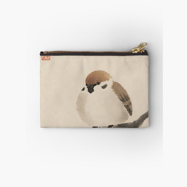 Item preview, Cute Fat Sparrow Perched on Branch - Vintage Japanese Sumi-e Art Print designed and sold by artswag.