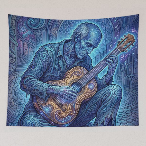 Item preview, The Old Guitarist - Psychedelic Picasso Art designed and sold by Lucid Dream Pixel.