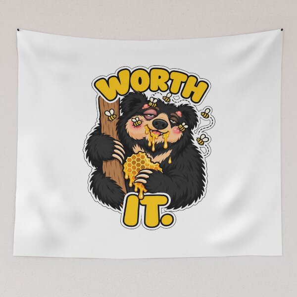 Item preview, Worth It Bear – Funny Bee Sting and Honey Meme designed and sold by NatureStyle555.