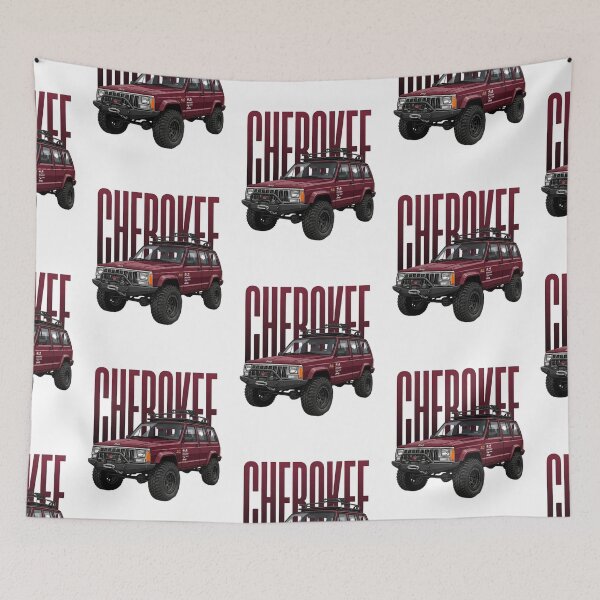 Artikelvorschau, Jeep Cherokee XJ Off-Road 4x4 SUV Maroon Classic Overland Art entworfen und verkauft von Motorline44.