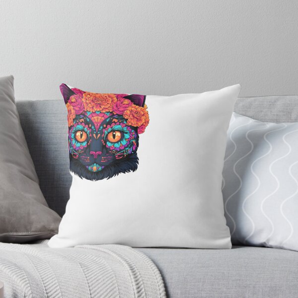Item preview, Calavera Black Cat with Marigolds designed and sold by Purrista Studio.