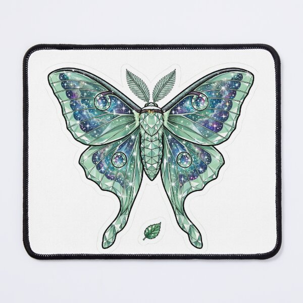 Item preview, Luna Moth Crystal Sticker - Mint Galaxy Moth designed and sold by FineLineBotanical .