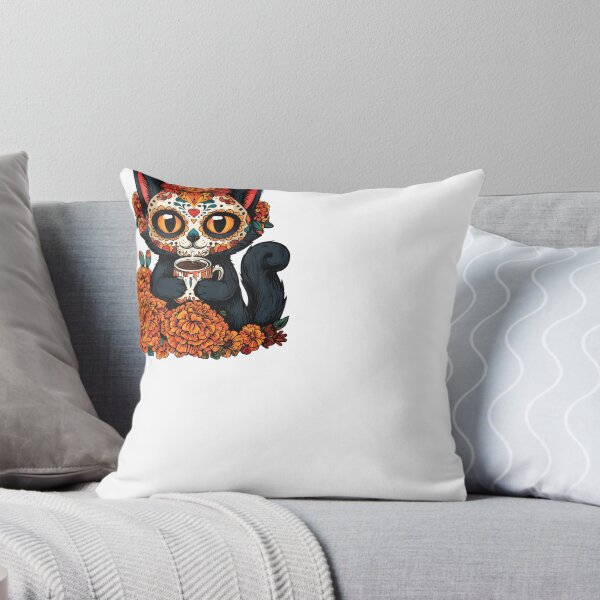 Item preview, Sugar Skull Kitten with Hot Chocolate designed and sold by Purrista Studio.