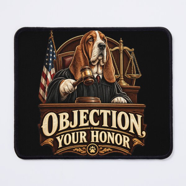 Item preview, Objection Your Honor Funny Courtroom Drama Dog Judge Basset Hound Lover Gift designed and sold by FurRealStudioCo.