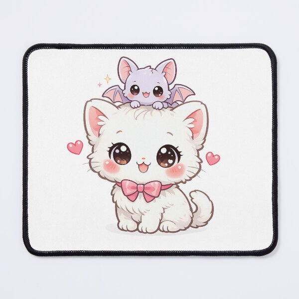 Item preview, Kawaii Chibi Cat with Tiny Bat Friend on Head designed and sold by Sommium .