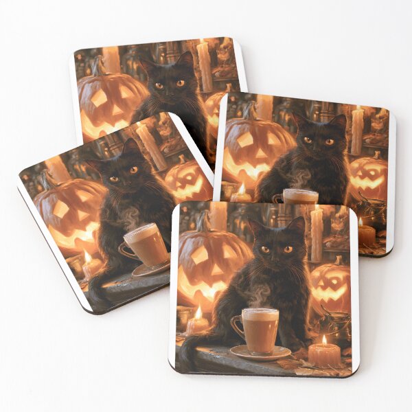 Item preview, Black Cat and Pumpkin Spice Latte designed and sold by Purrista Studio.