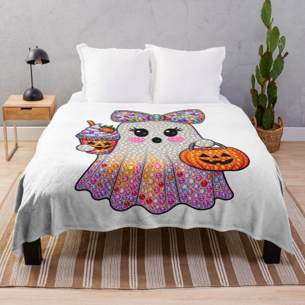 Item preview, Rhinestone Halloween Ghost with Pumpkin Bucket designed and sold by MAXIZPRINT.