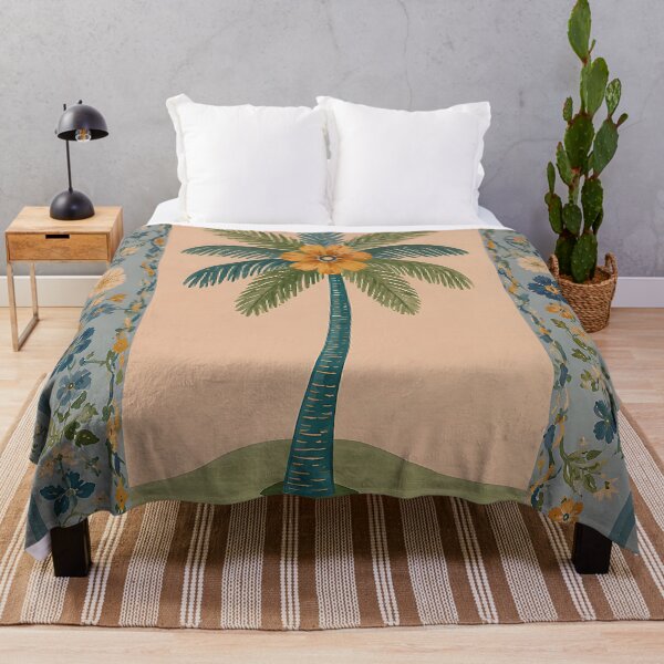 Item preview, Vintage Floral Palm Tree Block Print Folk Art Poster designed and sold by artswag.