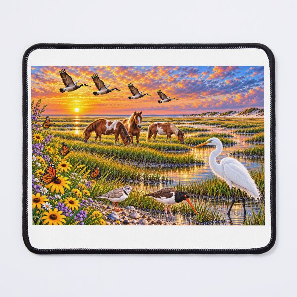 Item preview, Virginia Marsh Sunset — Wild Ponies Birds & Monarchs designed and sold by Penbrook Farms.