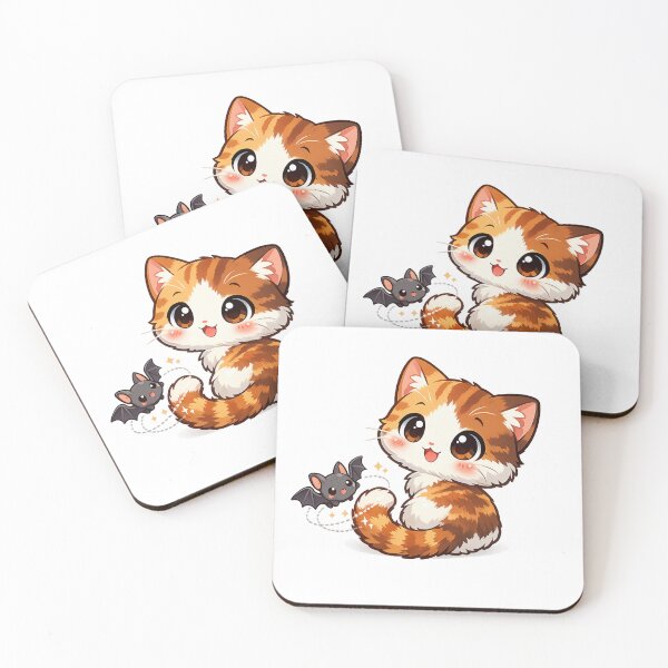 Item preview, Kawaii Chibi Cat with Playful Bat Friend designed and sold by Sommium .