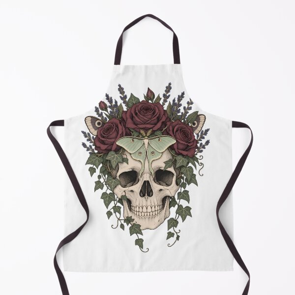Item preview, Luna Moth Skull with Dark Roses and Ivy designed and sold by bwanaboards.