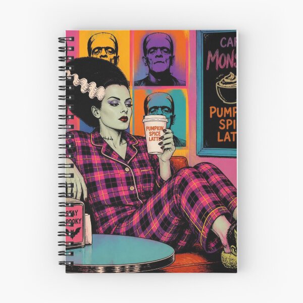 Item preview, Bride of Frankenstein enjoying a latte in Flannels designed and sold by RockyandMoonpie.