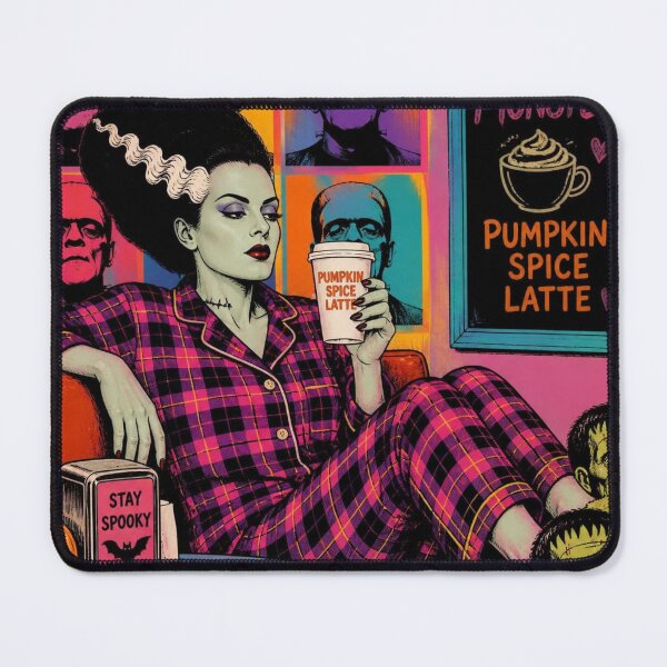 Item preview, Bride of Frankenstein enjoying a latte in Flannels designed and sold by RockyandMoonpie.