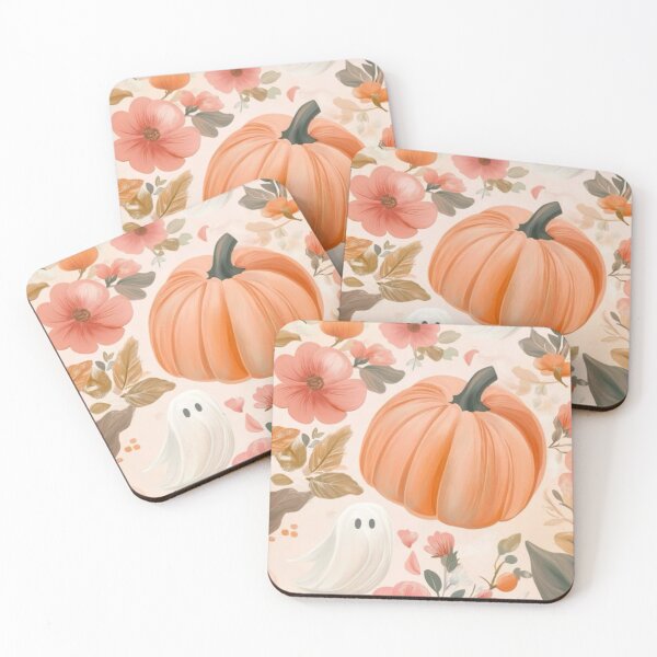 Item preview, Cozy Floral Pumpkin and Cute Ghost — Pastel Spooky Autumn Seamless Pattern designed and sold by LYAN-STORE.