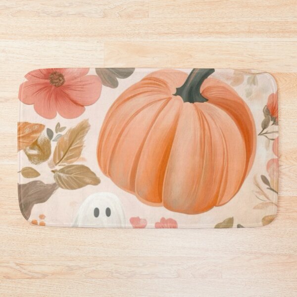 Item preview, Cozy Floral Pumpkin and Cute Ghost — Pastel Spooky Autumn Seamless Pattern designed and sold by LYAN-STORE.