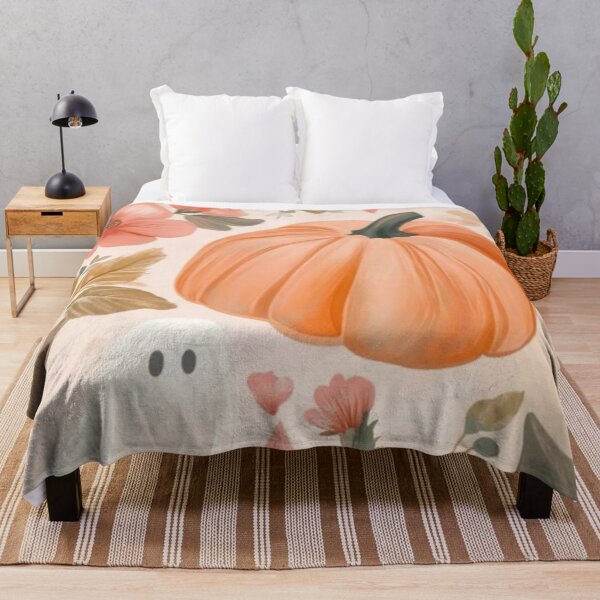Item preview, Cozy Floral Pumpkin and Cute Ghost — Pastel Spooky Autumn Seamless Pattern designed and sold by LYAN-STORE.