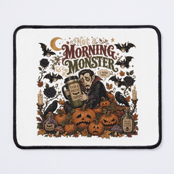 Item preview, Not a Morning Monster Funny Vampire Coffee Halloween designed and sold by JoyfullyOffbeat.