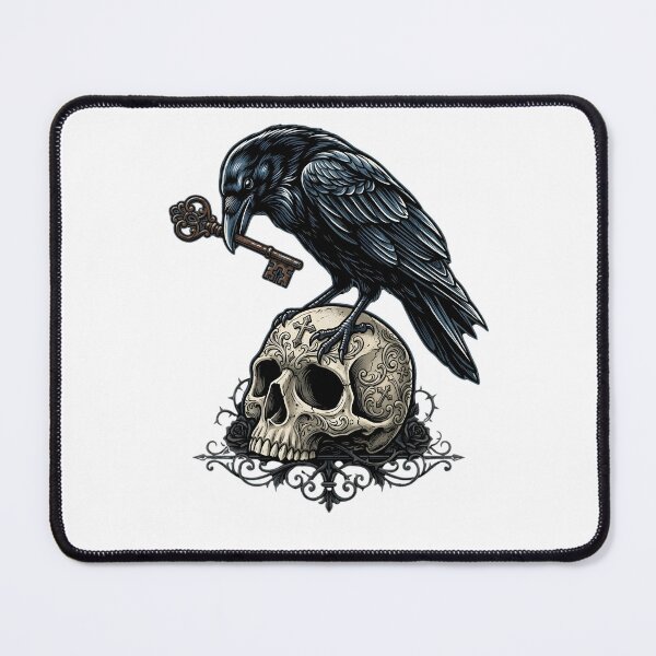 Item preview, Gothic Raven on Skull with Skeleton Key Art designed and sold by ArtLabCreations.