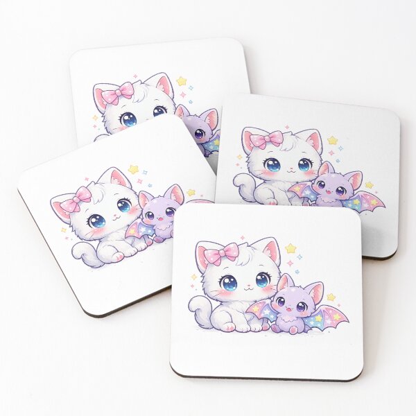 Item preview, Kawaii Chibi Cat with Starry Bat Friend designed and sold by Sommium .