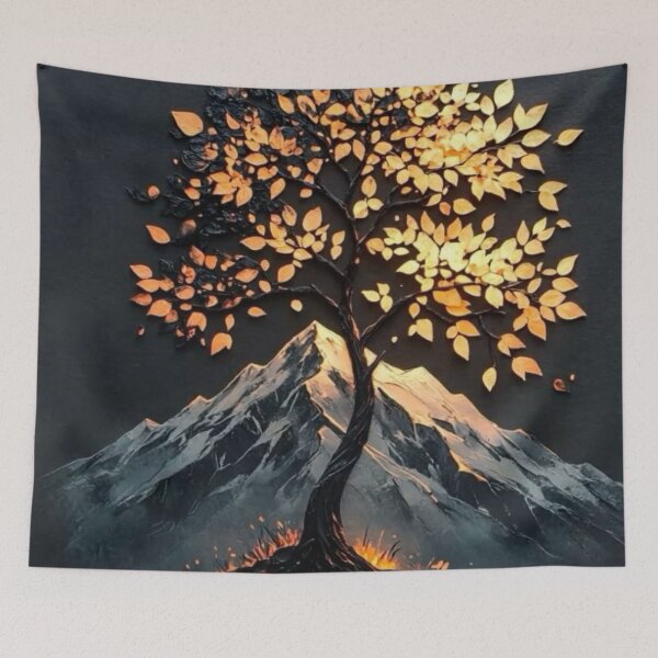 Item preview, Golden Tree of Life on Mountain Peak — Dark Fantasy 3D Paper Cut Wall Art designed and sold by LYAN-STORE.