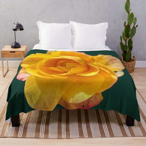 Item preview, Golden Yellow Rose Bloom - Isolated Coral Pink Tipped Rose designed and sold by BalkanBloomArt.