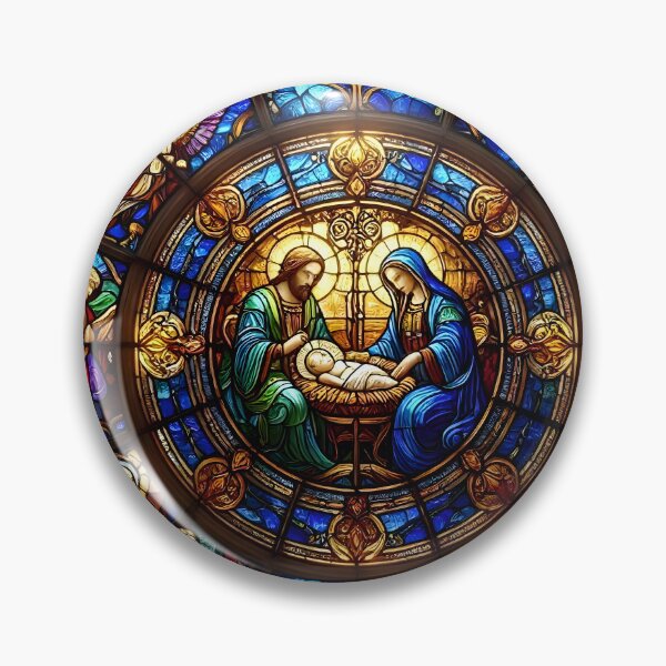 Item preview, Nativity Stained Glass Rose Window designed and sold by Sybille-Yates.