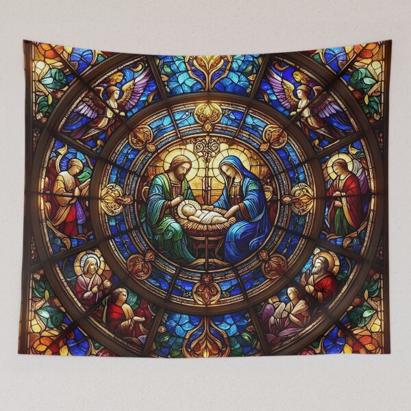 Item preview, Nativity Stained Glass Rose Window designed and sold by Sybille-Yates.
