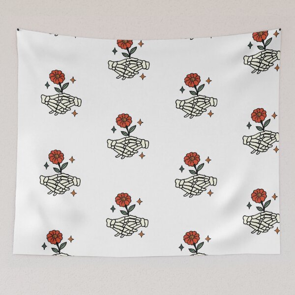 Item preview, Till Death Skeleton Hands Holding Autumn Flower Halloween Sticker Art designed and sold by wildsilencee.