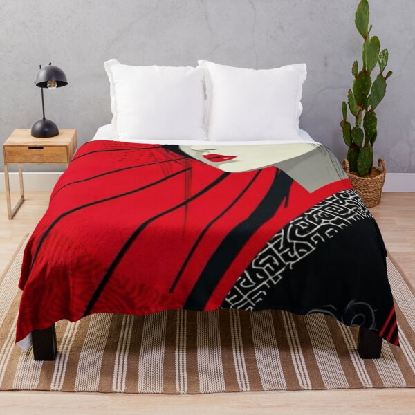 Item preview, Japanese Geisha Portrait in Red and Black — Modern Ukiyo-e Anime Art Print designed and sold by LYAN-STORE.