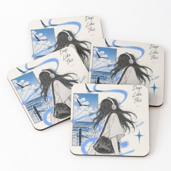 Item preview, Anime Girl Seaside Sketch Blue Color Wash designed and sold by Bawwe.