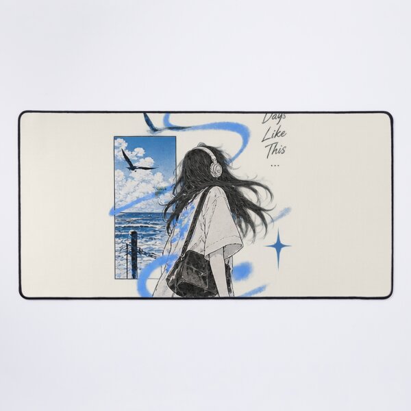 Item preview, Anime Girl Seaside Sketch Blue Color Wash designed and sold by Bawwe.