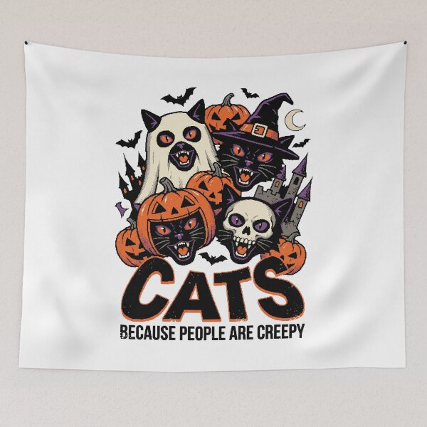 Item preview, Cats Because People are Creepy Halloween Ghost Cat designed and sold by world+167.