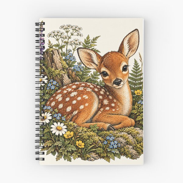 Item preview, Vintage Fawn Wildflower Woodland Illustration designed and sold by lovepower.