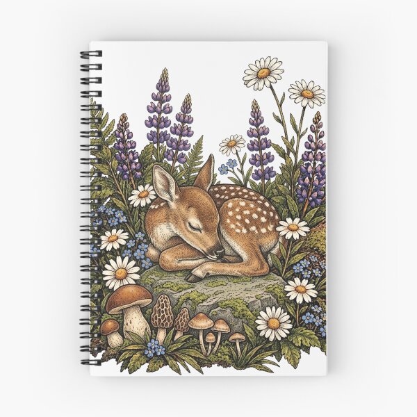 Item preview, Cute Sleeping Fawn Wildflower Vintage Woodland Illustration designed and sold by lovepower.