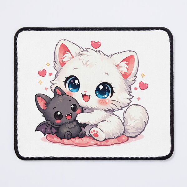 Item preview, Kawaii Chibi Cat Hugging Tiny Bat Friend designed and sold by Sommium .