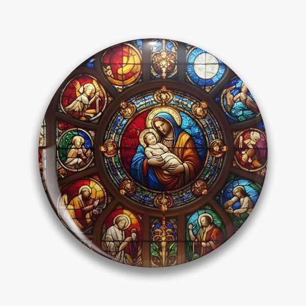 Item preview, Nativity Stained Glass Rose Window designed and sold by Sybille-Yates.