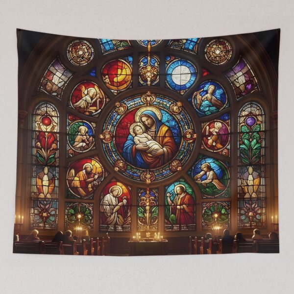 Item preview, Nativity Stained Glass Rose Window designed and sold by Sybille-Yates.