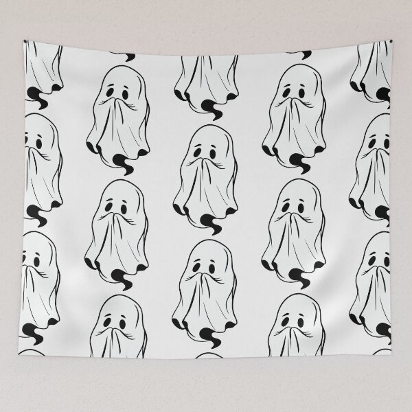 Item preview, Cute Shy Ghost Line Art — Minimalist Kawaii Halloween Sheet Ghost designed and sold by LYAN-STORE.