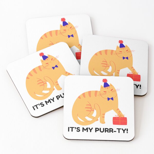 Item preview, Party Cat with Gift - Cute Birthday Cat Illustration designed and sold by walbayzon.