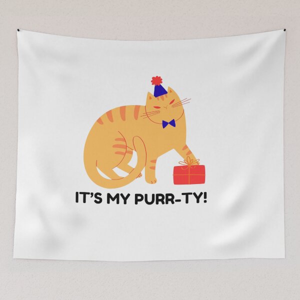 Item preview, Party Cat with Gift - Cute Birthday Cat Illustration designed and sold by walbayzon.