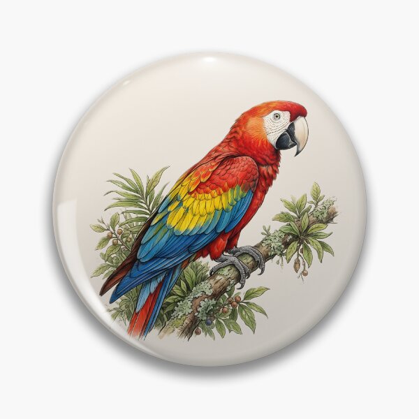Item preview, Scarlet Macaw Tropical Parrot Vintage Botanical Wildlife Art designed and sold by VibeShift Studio.