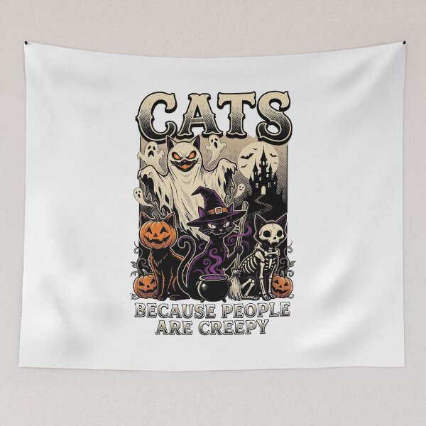 Item preview, Cats Because People are Creepy Halloween Ghost Cat designed and sold by world+167.